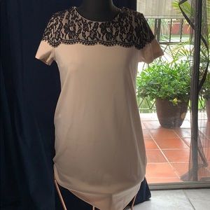 H&M Blush Pink Black Lace Detail Dress